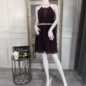 Burgundy Wine Cocktail Homecoming Formal Dress